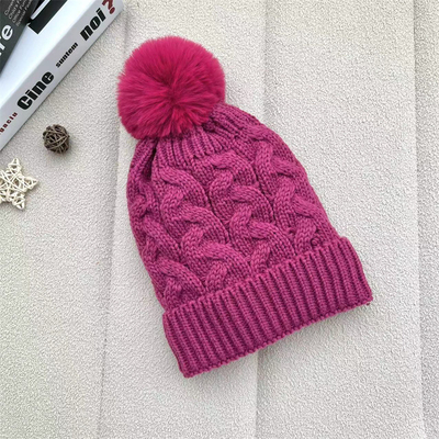 Impresión personalizada en todas partes Botas de invierno cálidas de pescador Botas de costilla de algodón de punto Pom Pom Hat