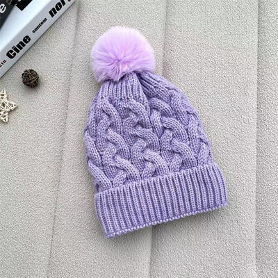 Impresión personalizada en todas partes Botas de invierno cálidas de pescador Botas de costilla de algodón de punto Pom Pom Hat