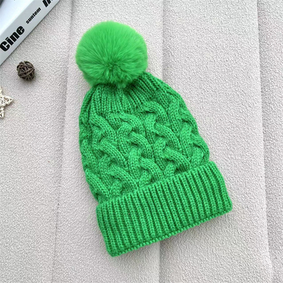 Impresión personalizada en todas partes Botas de invierno cálidas de pescador Botas de costilla de algodón de punto Pom Pom Hat