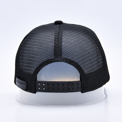 7 Panel Negro Camisa Suede Panel Sombreros de camión Sombreros de malla de alta calidad bordado de bordes personalizados Sombreros de camión de terciopelo