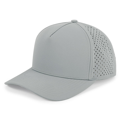 Venta al por mayor 5 Panel Béisbol azul gorra de corte de láser personalizado agujero Gorras Golf impermeable poliéster sombrero deportivo