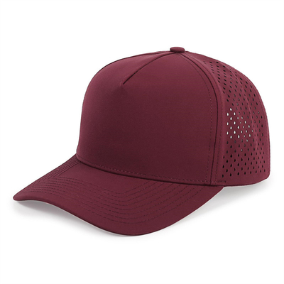 Venta al por mayor 5 Panel Béisbol azul gorra de corte de láser personalizado agujero Gorras Golf impermeable poliéster sombrero deportivo