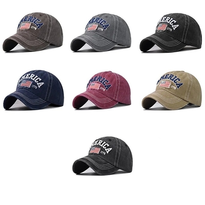 Fabricante de gorras Mayorista 6 Caps de béisbol de panel Personalizado 3d Logotipo de bordado americano de algodón lavado Sombreros de papá