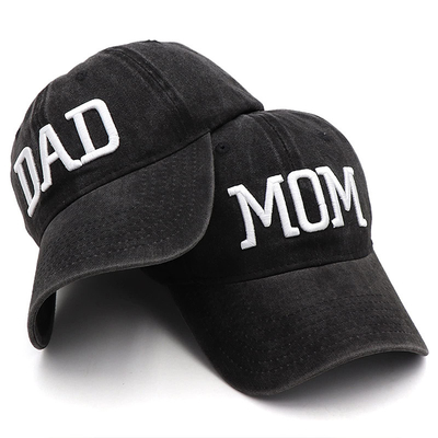Dos tonos de lavado letra bordada Papá Mamá malla Sombrero de camión al por mayor Retro Sombrero de camión