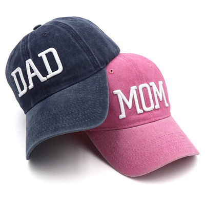 Dos tonos de lavado letra bordada Papá Mamá malla Sombrero de camión al por mayor Retro Sombrero de camión