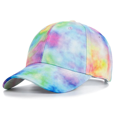 Moda personalizada Hip Hop 6 Panel Corbata Tinta Béisbol Sombrero de gorra de la corona alta Sombreros de béisbol de impresión irregular