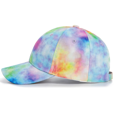 Moda personalizada Hip Hop 6 Panel Corbata Tinta Béisbol Sombrero de gorra de la corona alta Sombreros de béisbol de impresión irregular
