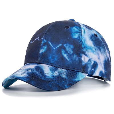 Moda personalizada Hip Hop 6 Panel Corbata Tinta Béisbol Sombrero de gorra de la corona alta Sombreros de béisbol de impresión irregular