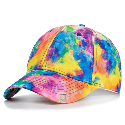 Moda personalizada Hip Hop 6 Panel Corbata Tinta Béisbol Sombrero de gorra de la corona alta Sombreros de béisbol de impresión irregular