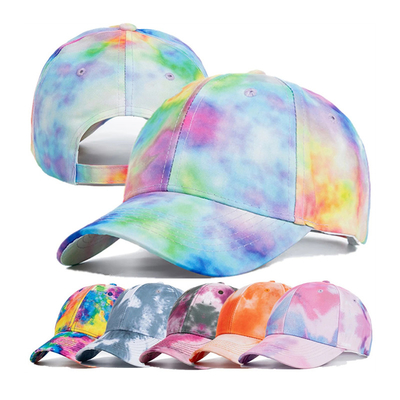 Moda personalizada Hip Hop 6 Panel Corbata Tinta Béisbol Sombrero de gorra de la corona alta Sombreros de béisbol de impresión irregular
