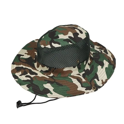 Camo exterior Camuflaje sombrero de balde de pescador con logotipo personalizado