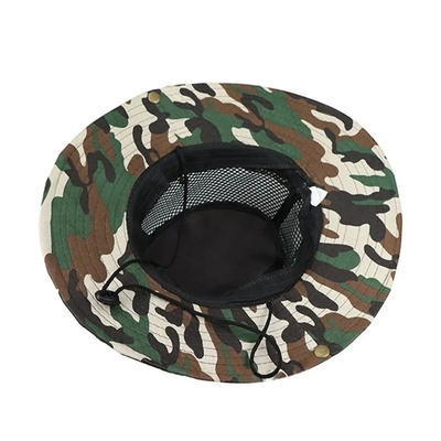 Camo exterior Camuflaje sombrero de balde de pescador con logotipo personalizado