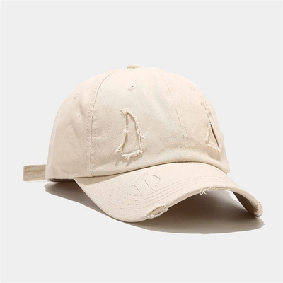 Oem Custom ajustable gorra de béisbol desgastado personalizado en apuros sombrero blanco de papá