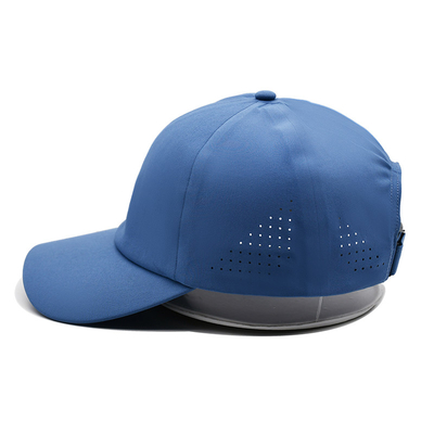 Venta al por mayor Plain 6 Panel Ligero Rapido Seco Deportivo Béisbol Sombrero Rendimiento Laser Cut Hole Deportivo Sombrero Papá