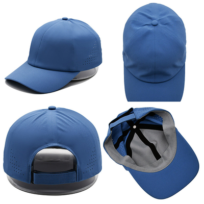 Venta al por mayor Plain 6 Panel Ligero Rapido Seco Deportivo Béisbol Sombrero Rendimiento Laser Cut Hole Deportivo Sombrero Papá