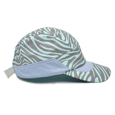 Sombreros deportivos ajustables de béisbol al aire libre ligero reflejo seco rápido 5 panel sombreros deportivos con correa de espalda