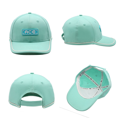 OEM Custom Ace Parche de goma de PVC Logotipo de béisbol Cap 6 Panel Sortos Sombreros Gorras