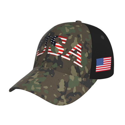 Letras de bandera de EE.UU. Capucha de béisbol táctica de camuflaje clásica sombreros de papá ajustables para hombres mujeres