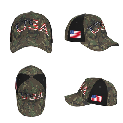 Letras de bandera de EE.UU. Capucha de béisbol táctica de camuflaje clásica sombreros de papá ajustables para hombres mujeres