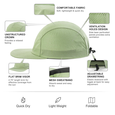 Sombreros de béisbol sin estructura con borde plano y rápido y seco Sombreros de camper para hombres y mujeres