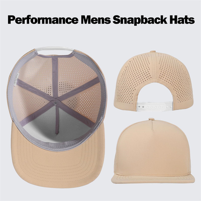 Golfo de rendimiento rápido seco con láser Sombrero Snapback Perforado Sombrero de borde plano