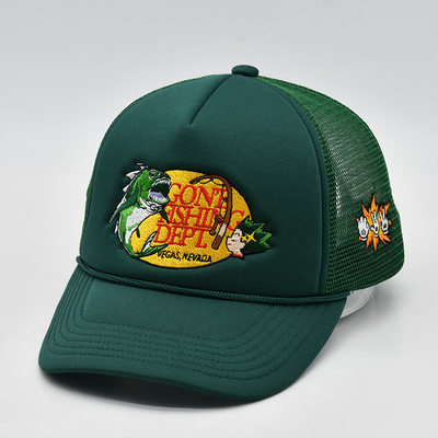 Embroidery personalizado 5 panel de espuma de la camioneta Caps de alta calidad de la cuerda de la camioneta Cap con logotipo