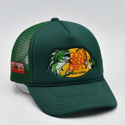 Embroidery personalizado 5 panel de espuma de la camioneta Caps de alta calidad de la cuerda de la camioneta Cap con logotipo