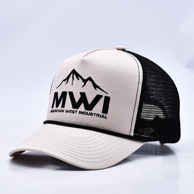 Alto perfil de bordado 3D de cuerda del camionero de sombrero logotipo personalizado malla de la espalda del camionero de la tapa
