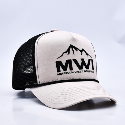 Alto perfil de bordado 3D de cuerda del camionero de sombrero logotipo personalizado malla de la espalda del camionero de la tapa