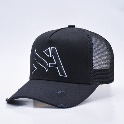 Sombrero de camionero negro y curvado personalizable, de 5 paneles, con bordado 3D