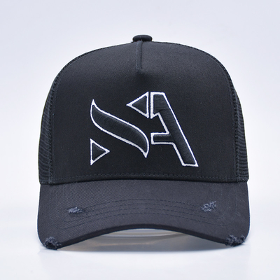 Sombrero de camionero negro y curvado personalizable, de 5 paneles, con bordado 3D