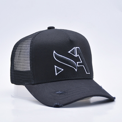 Sombrero de camionero negro y curvado personalizable, de 5 paneles, con bordado 3D