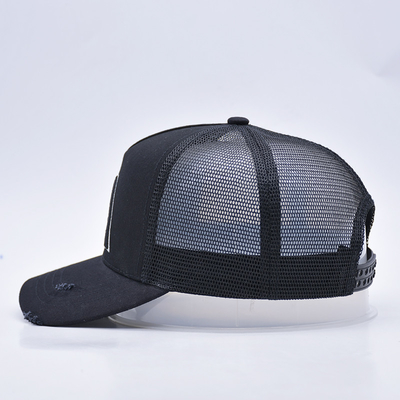 Sombrero de camionero negro y curvado personalizable, de 5 paneles, con bordado 3D