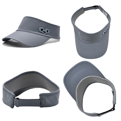 Verano al aire libre Correr con visor solar Sombrero de visor de tenis gris personalizado
