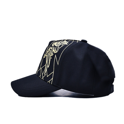 Sombrero de béisbol negro de lujo unisex Gorras bordadas Logotipo personalizado 5 paneles Sombrero de béisbol de algodón