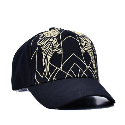 Sombrero de béisbol negro de lujo unisex Gorras bordadas Logotipo personalizado 5 paneles Sombrero de béisbol de algodón