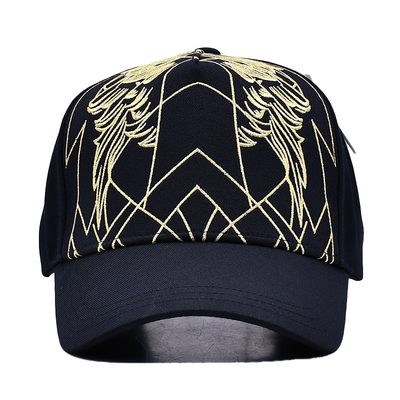 Sombrero de béisbol negro de lujo unisex Gorras bordadas Logotipo personalizado 5 paneles Sombrero de béisbol de algodón