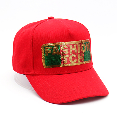 Sombreros de béisbol de 6 paneles de algodón 100% para mujer de verano de alta calidad, gorra de béisbol con lentejuelas personalizadas