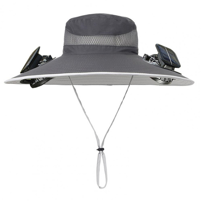 Sombrero para el sol de ala ancha para exteriores, con ventilador solar, gorra personalizada al por mayor, sombrero de pescador portátil