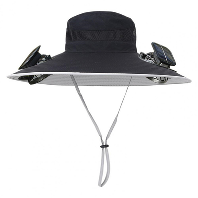 Sombrero para el sol de ala ancha para exteriores, con ventilador solar, gorra personalizada al por mayor, sombrero de pescador portátil