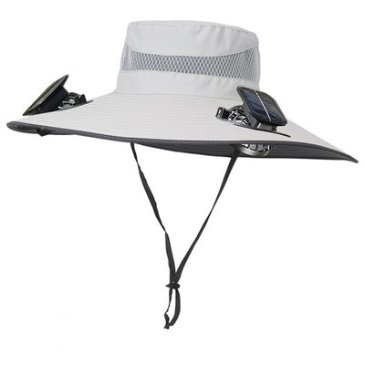 Sombrero para el sol de ala ancha para exteriores, con ventilador solar, gorra personalizada al por mayor, sombrero de pescador portátil