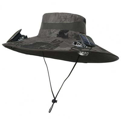 Sombrero para el sol de ala ancha para exteriores, con ventilador solar, gorra personalizada al por mayor, sombrero de pescador portátil