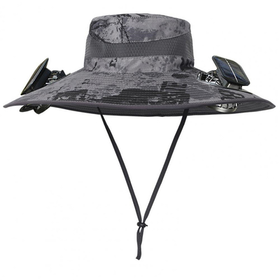 Sombrero para el sol de ala ancha para exteriores, con ventilador solar, gorra personalizada al por mayor, sombrero de pescador portátil