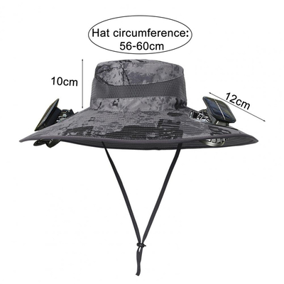 Sombrero para el sol de ala ancha para exteriores, con ventilador solar, gorra personalizada al por mayor, sombrero de pescador portátil