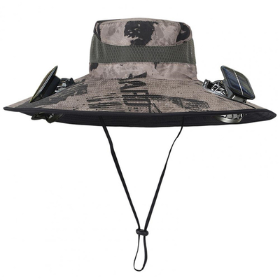 Sombrero para el sol de ala ancha para exteriores, con ventilador solar, gorra personalizada al por mayor, sombrero de pescador portátil