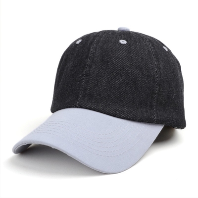 Gorra de béisbol negra lavada con ácido, personalizada con logotipo, de algodón vintage, estilo papá, ajustable, deportiva, de mezclilla