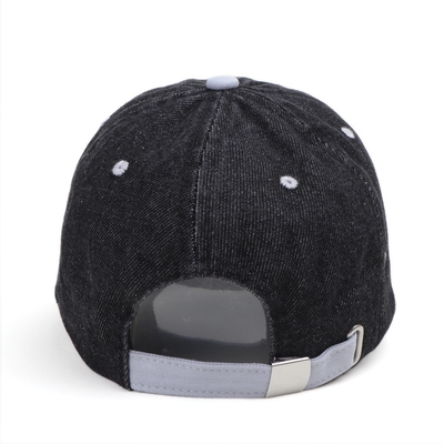 Gorra de béisbol negra lavada con ácido, personalizada con logotipo, de algodón vintage, estilo papá, ajustable, deportiva, de mezclilla