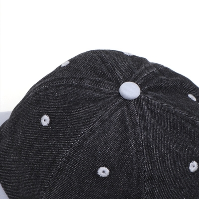 Gorra de béisbol negra lavada con ácido, personalizada con logotipo, de algodón vintage, estilo papá, ajustable, deportiva, de mezclilla