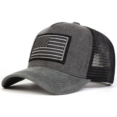 Gorras de béisbol unisex con bordado de la bandera americana, lavadas, de red, para primavera y verano, ajustables, informales, para exteriores, sombrero protector solar