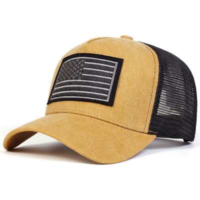 Gorras de béisbol unisex con bordado de la bandera americana, lavadas, de red, para primavera y verano, ajustables, informales, para exteriores, sombrero protector solar